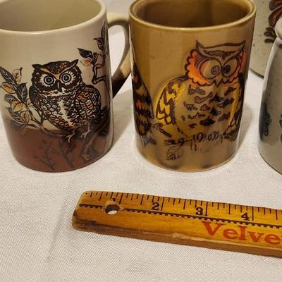 Vintage Stoneware Owl Mugs