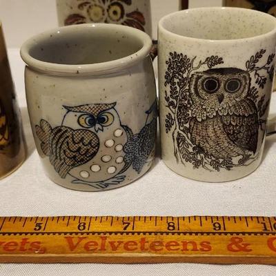 Vintage Stoneware Owl Mugs