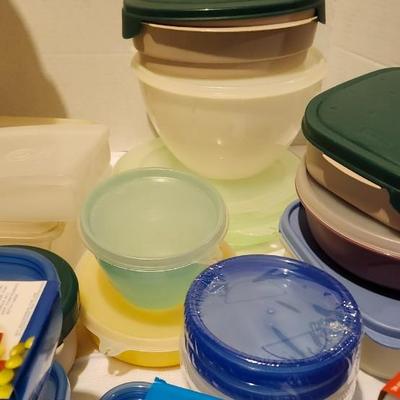 Tupperware and new food storage containers and chip clips