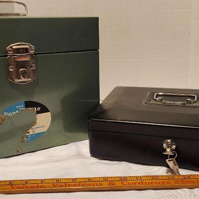 Vintage File Metal File Storage Box 1950’s and cash box