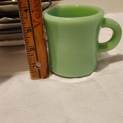 Vintage Fire King Jadeite Extra Heavy Restaurant Mug and Collectors Plates