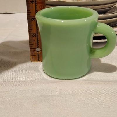 Vintage Fire King Jadeite Extra Heavy Restaurant Mug 1940s and collector plates