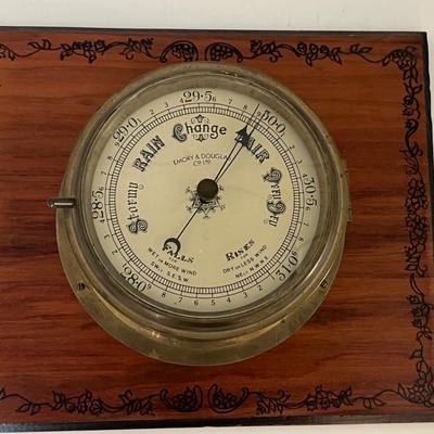 Vintage Emory & Douglas Weather Nautical Ship Barometer Temperature Thermometer
