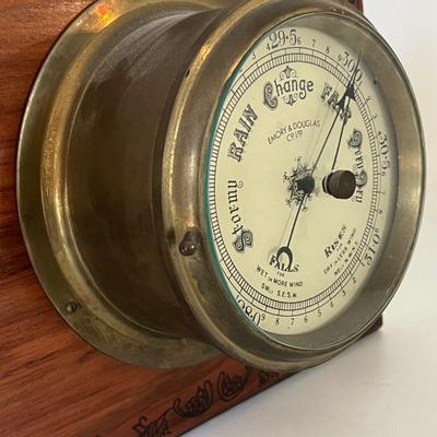 Vintage Emory & Douglas Weather Nautical Ship Barometer Temperature Thermometer