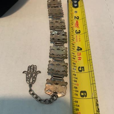 Vintage Middle Eastern Sterling & Turquoise Necklace & Bracelot