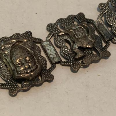 Vintage Middle Eastern Sterling & Turquoise Necklace & Bracelot