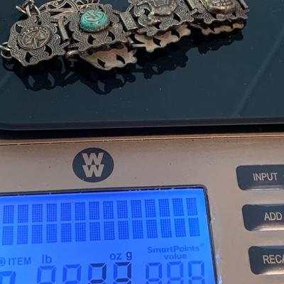 Vintage Middle Eastern Sterling & Turquoise Necklace & Bracelot