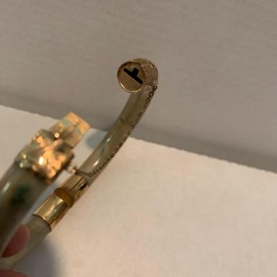 18k Gold Banded Polished Stone Bangle Bracelet