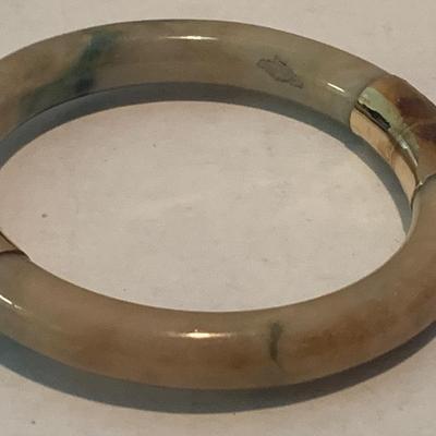 18k Gold Banded Polished Stone Bangle Bracelet