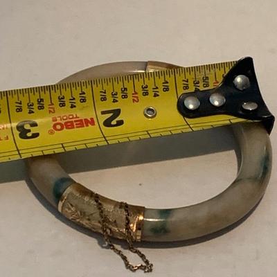 18k Gold Banded Polished Stone Bangle Bracelet