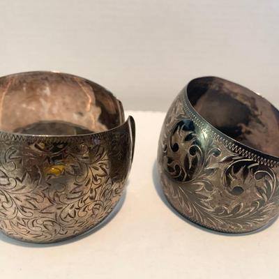 PAIR Vintage Sterling Engraved Bangle Bracelets