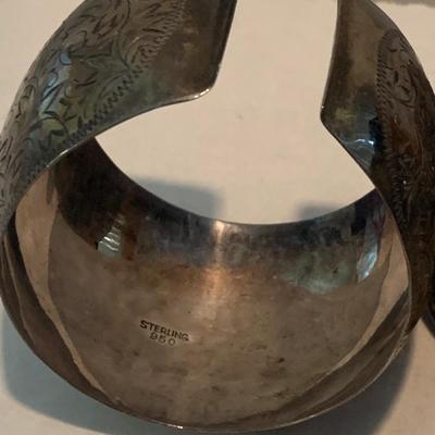 PAIR Vintage Sterling Engraved Bangle Bracelets