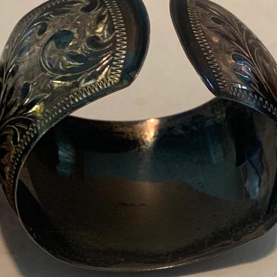 PAIR Vintage Sterling Engraved Bangle Bracelets