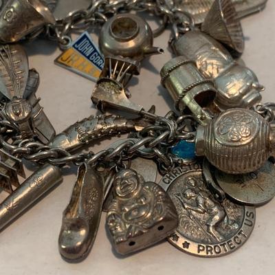 Vintage Sterling Charm Bracelet Packed w/ Unique Charms