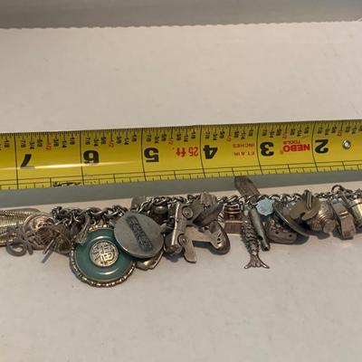 Vintage Sterling Charm Bracelet Packed w/ Unique Charms