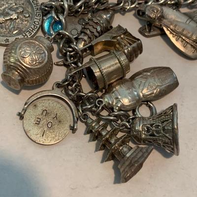Vintage Sterling Charm Bracelet Packed w/ Unique Charms