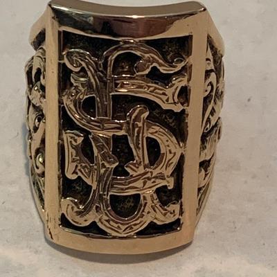 Heavy 18k Monogrammed Estate Ring 32 grams