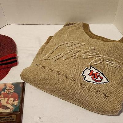 Kansas City Chiefs memorabilia including Joe Montana plaque
