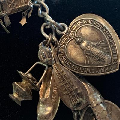 Vintage Sterling Silver Charm Bracelet Packed w/ early charms