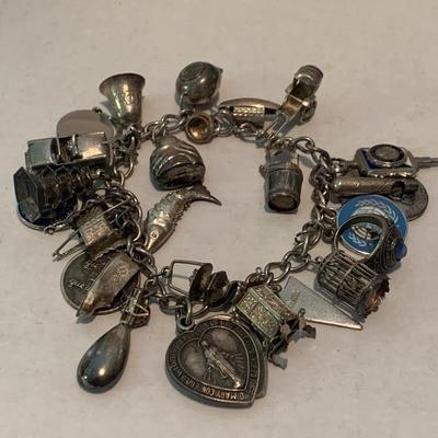 Vintage Sterling Silver Charm Bracelet Packed w/ early charms