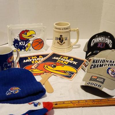 University of Kansas memorabilia lot including 2008 champion hats
