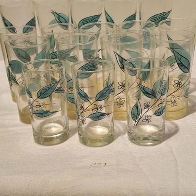 Vtg MCM Salem Biscayne/Royal Windsor Glasses Blue Leaves