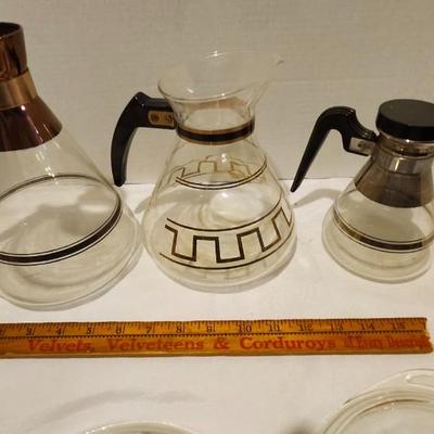 Mid Century Atomic Glass Coffee Pot Carafe and Refrigerator replacement lids