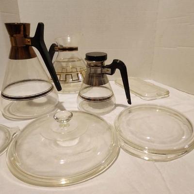 Mid Century Atomic Glass Coffee Pot Carafe and Refrigerator replacement lids