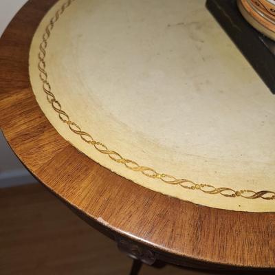 leather top round table