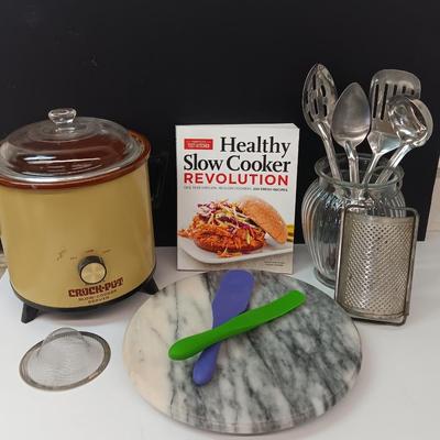 Electric Crock-pot - Marble lazy Susan - stainless steel utensils and more