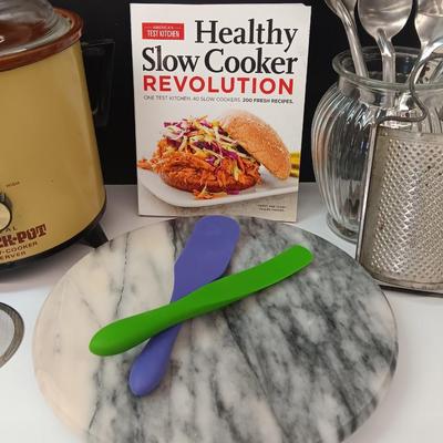 Electric Crock-pot - Marble lazy Susan - stainless steel utensils and more