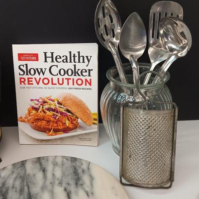 Electric Crock-pot - Marble lazy Susan - stainless steel utensils and more