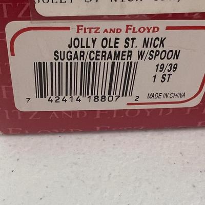 FITZ & FLOYD ~ Jolly Ole St Nick ~ Ceramic Sugar & Creamer