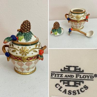 FITZ & FLOYD ~ Jolly Ole St Nick ~ Ceramic Sugar & Creamer