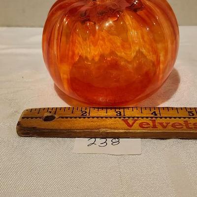 Glass Pumpkin: Transparent Orange with a Green Stem