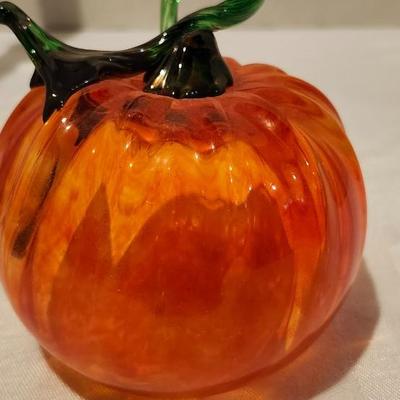 Glass Pumpkin: Transparent Orange with a Green Stem