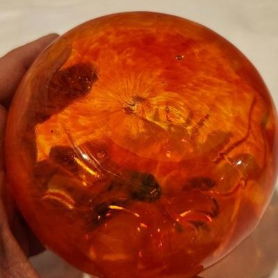 Glass Pumpkin: Transparent Orange with a Green Stem
