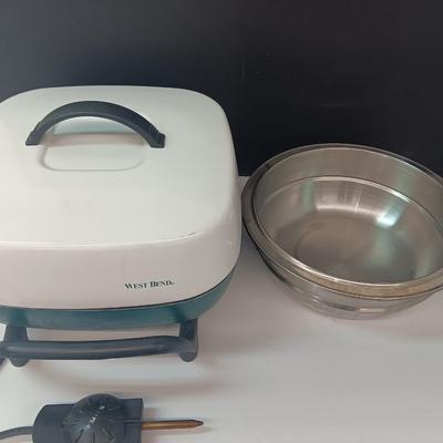 West Bend electric skillet with stainless serving bowl