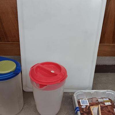 Plastic food storage with drawer rods for kitchen towels -pitchers - organizers and more
