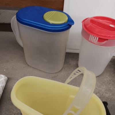 Plastic food storage with drawer rods for kitchen towels -pitchers - organizers and more