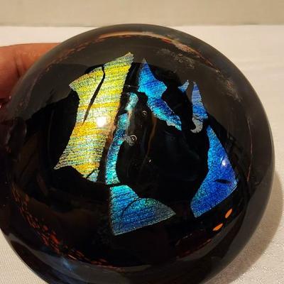 Dichroic Fused Glass Signed Paperwieght