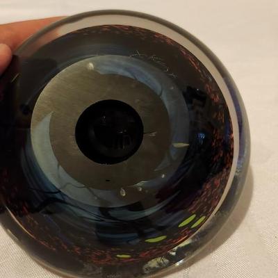 Dichroic Fused Glass Signed Paperwieght