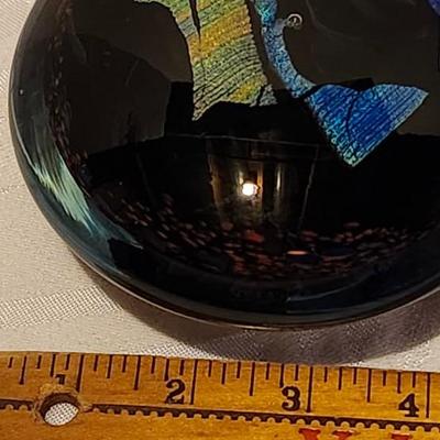 Dichroic Fused Glass Signed Paperwieght