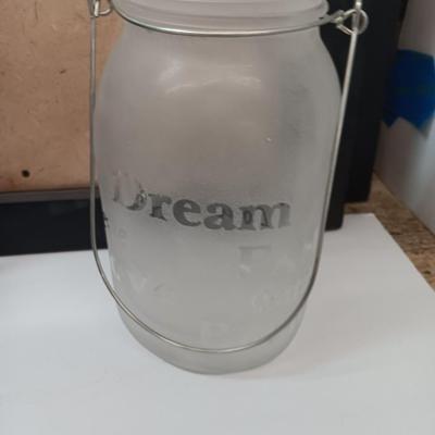It's all about Family! Family candle sconce, Glass jar with frosted Family - and a variety of photo frames
