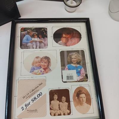 It's all about Family! Family candle sconce, Glass jar with frosted Family - and a variety of photo frames