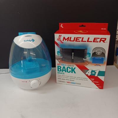 Safety First Ultrasonic humidifier with Muller hot/cold Lumbar back brace