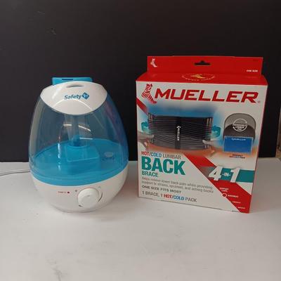 Safety First Ultrasonic humidifier with Muller hot/cold Lumbar back brace