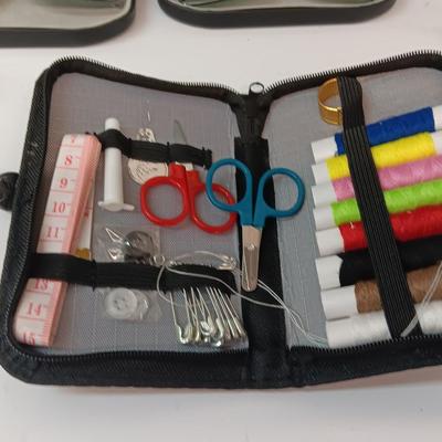 Sunglass lenses with cases - small travel sewing kit - metal wallet - and more