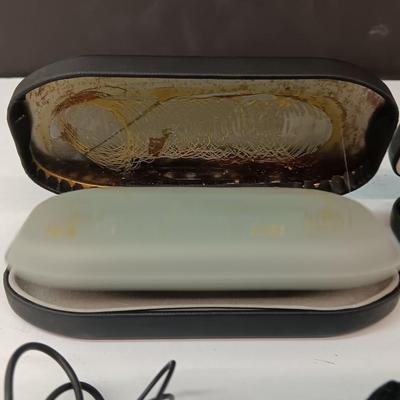 Sunglass lenses with cases - small travel sewing kit - metal wallet - and more