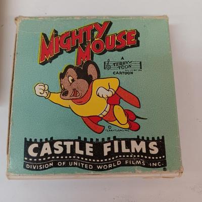 Two vintage reel camera films - Woody Woodpecker and Mighty Mouse